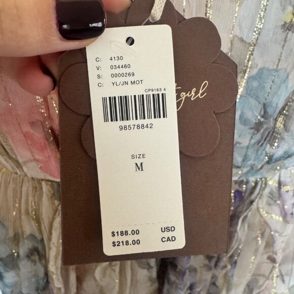 NEW Anthropologie Forever That Girl Lurex Mini Dress Floral Long Sleeve Medium - Picture 11 of 14